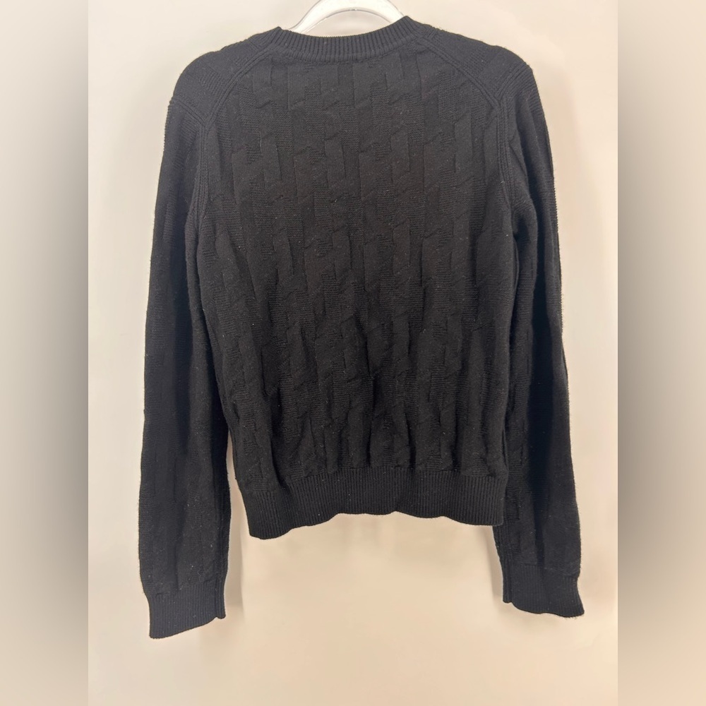 Hermes h long sleeve black 100% wool knit sweater detail H size 40 US 8 - Picture 3 of 8